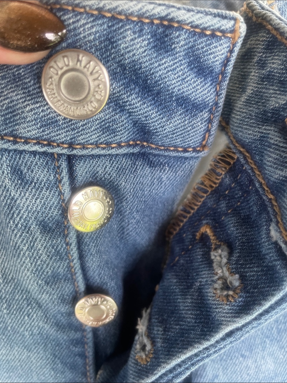 Old Navy Blue Distressed High-Rise Denim Cutoff Shorts - Picture 5 of 6